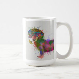 Dachshund & Glasses Rainbow Splash Coffee Mug