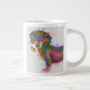 Dachshund & Glasses Rainbow Splash Large Coffee Mug