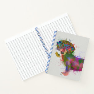 Dachshund & Glasses Rainbow Splash Notebook