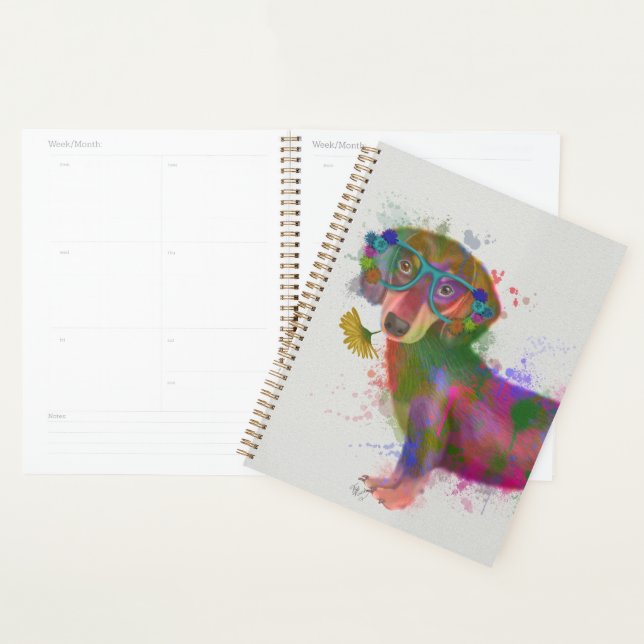 Dachshund & Glasses Rainbow Splash Planner (Display)