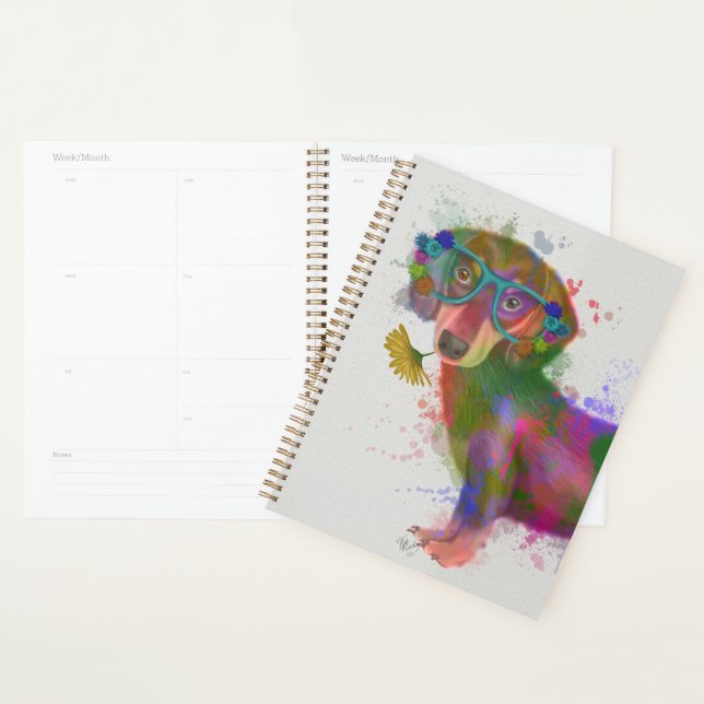 Dachshund & Glasses Rainbow Splash Planner (Display)