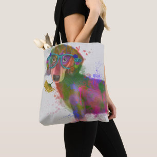Dachshund & Glasses Rainbow Splash Tote Bag