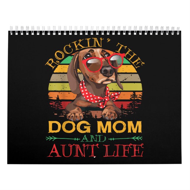 Dachshund Glasses Rockin Dog Mum Gift For Aunt Calendar (Cover)