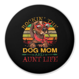 Dachshund Glasses Rockin Dog Mum Gift For Aunt Ceramic Knob