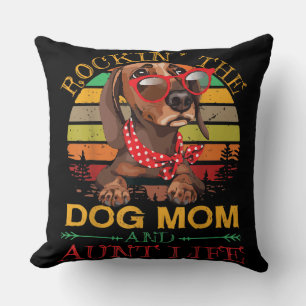Dachshund Glasses Rockin Dog Mum Gift For Aunt Cushion