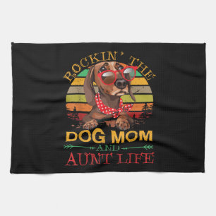 Dachshund Glasses Rockin Dog Mum Gift For Aunt Tea Towel