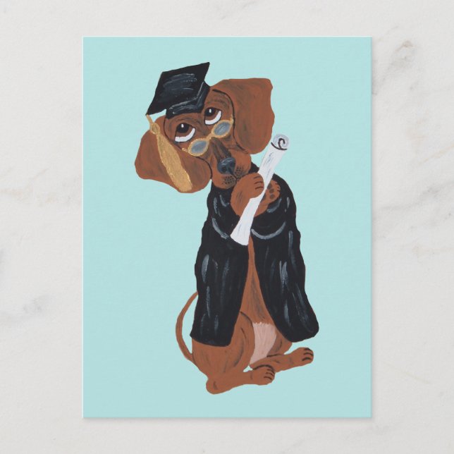 Dachshund Graduate Holiday Postcard (Front)