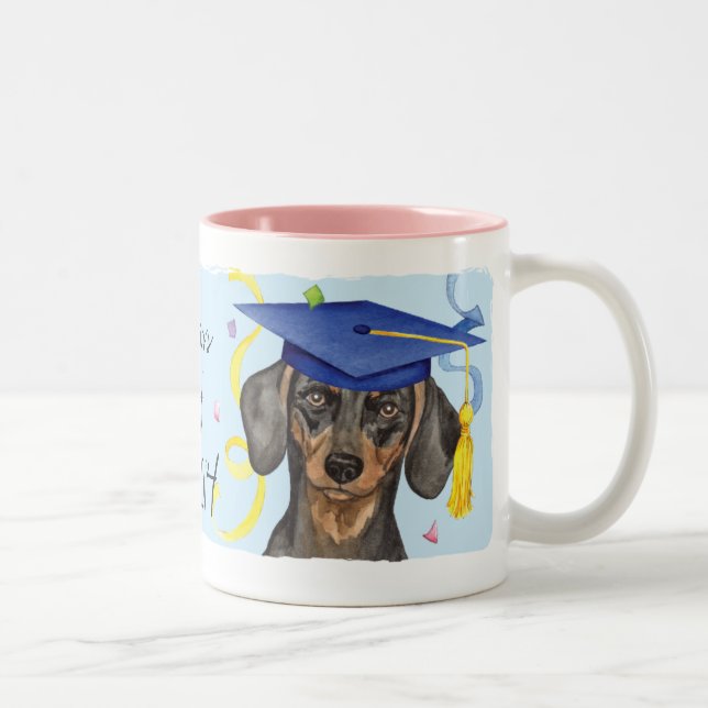 Dachshund Graduate Two-Tone Coffee Mug (Right)