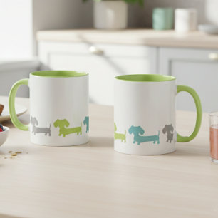 Dachshund Green Blue Coffee Mug