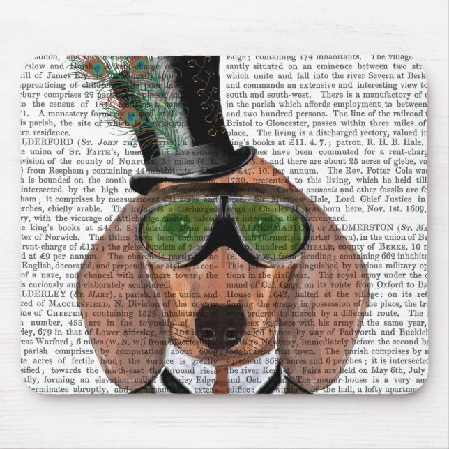 Dachshund Green Goggles Top Hat Mouse Pad (Front)