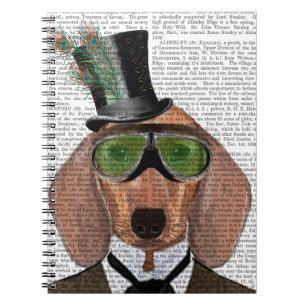 Dachshund Green Goggles Top Hat Notebook