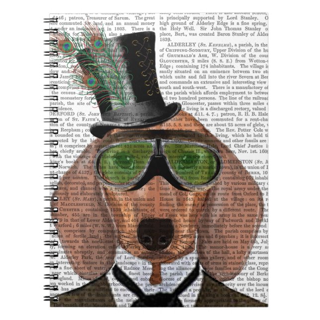 Dachshund Green Goggles Top Hat Notebook (Front)