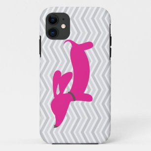 Dachshund + Grey Chevron iPhone 11 Case