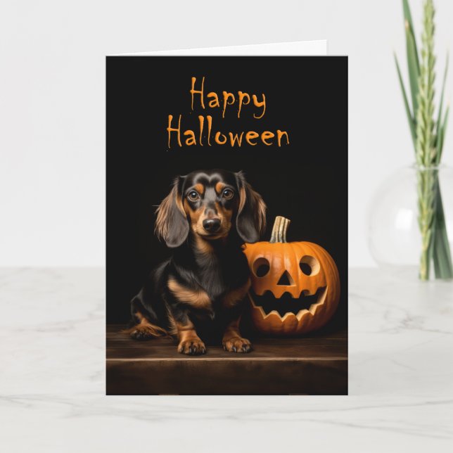 Dachshund Halloween Card (Front)
