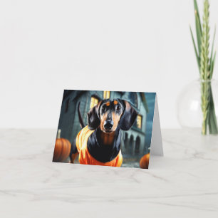 Dachshund Halloween Card