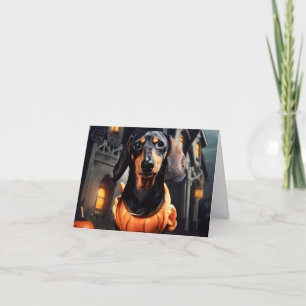 Dachshund Halloween Card