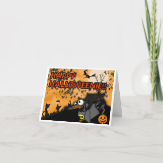 Dachshund Halloween Card Batdog and Superdog