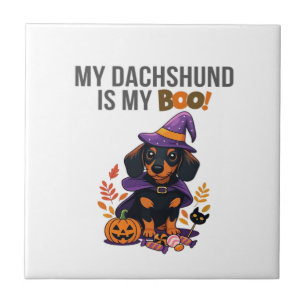 Dachshund Halloween Costume  My Dachshund is My Bo Ceramic Tile