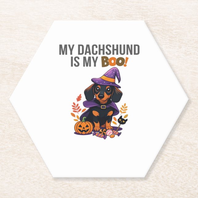 Dachshund Halloween Costume  My Dachshund is My Bo Paper Coaster (Front)
