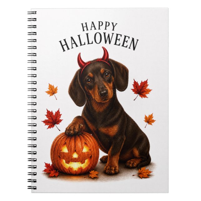 Dachshund Halloween Devil Dog Notebook (Front)