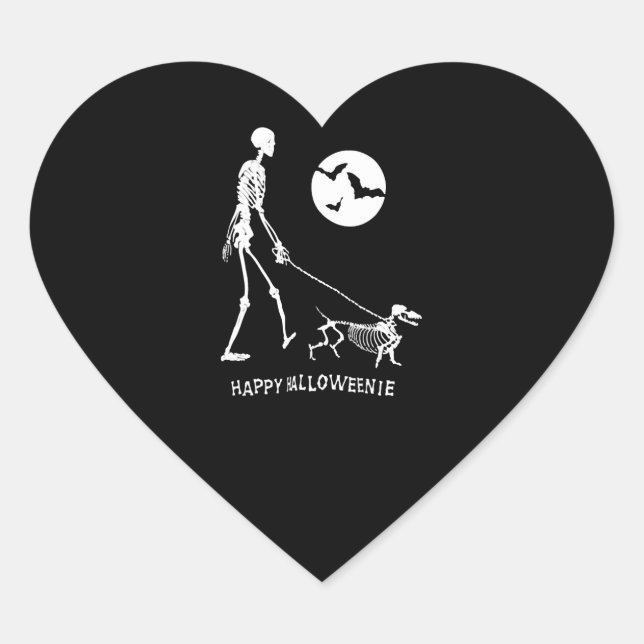 Dachshund Halloween Heart Sticker (Front)