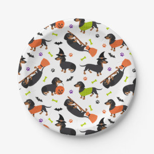 Dachshund Halloween Paper Plate