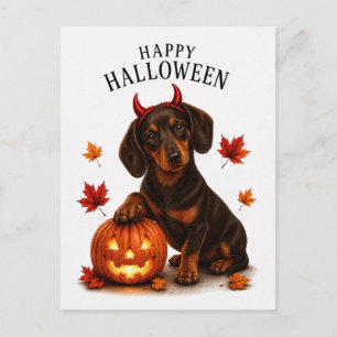 Dachshund Halloween Postcard