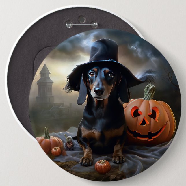 Dachshund Halloween Scary 6 Cm Round Badge (Front & Back)