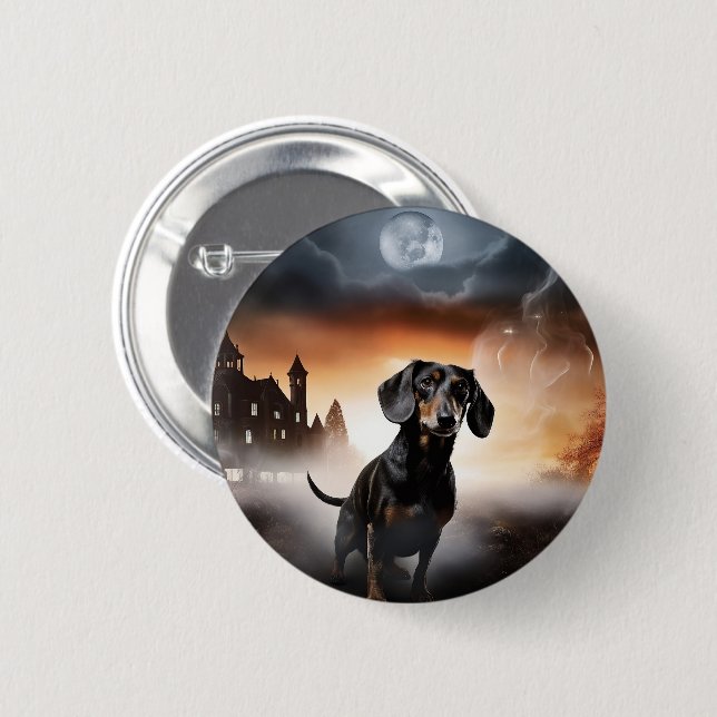 Dachshund Halloween Scary 6 Cm Round Badge (Front & Back)