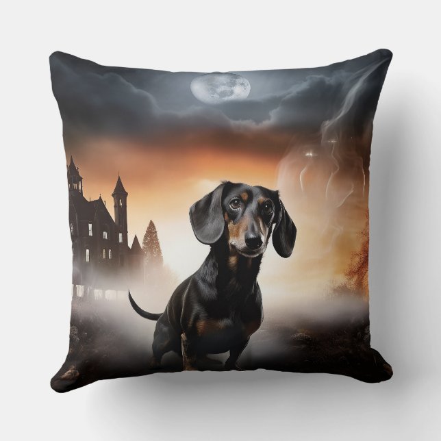 Dachshund Halloween Scary Cushion (Back)