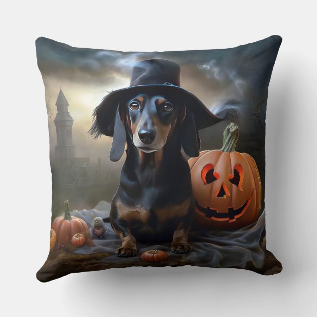Dachshund Halloween Scary Cushion (Back)