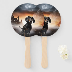 Dachshund Halloween Scary Hand Fan