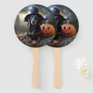 Dachshund Halloween Scary Hand Fan