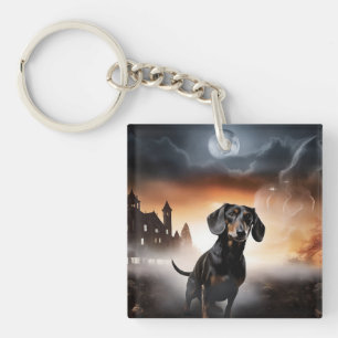 Dachshund Halloween Scary Key Ring