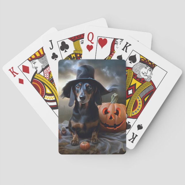 Dachshund Halloween Scary Playing Cards (Back)