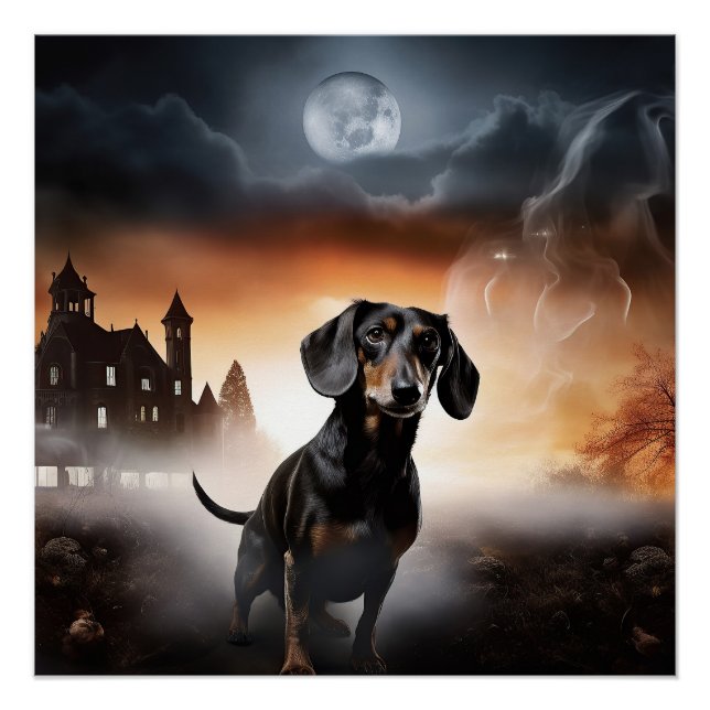 Dachshund Halloween Scary Poster (Front)