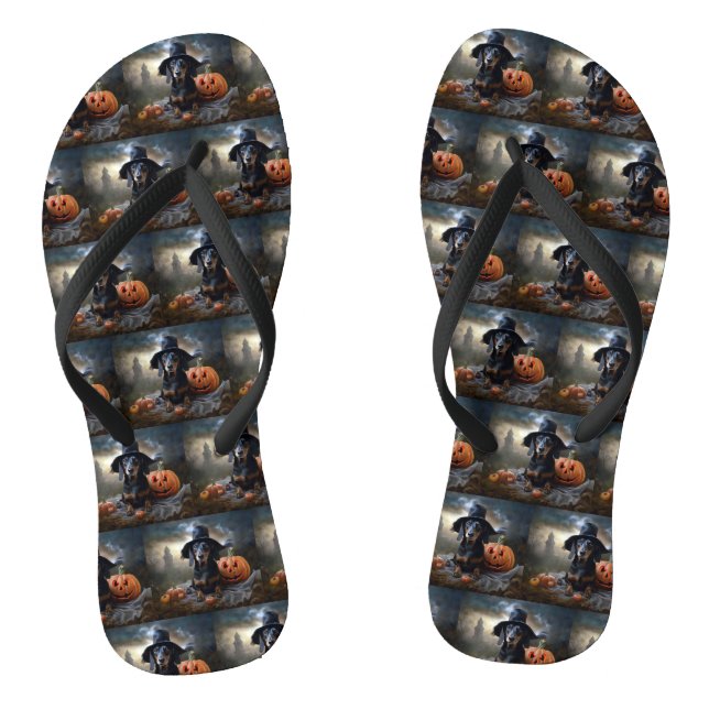 Dachshund Halloween Scary Thongs (Footbed)
