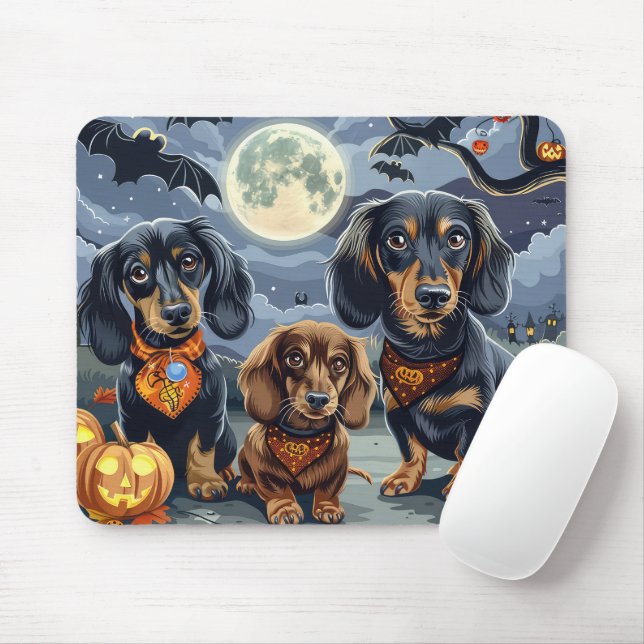 Dachshund Halloween Spooky  Mouse Pad (With Mouse)