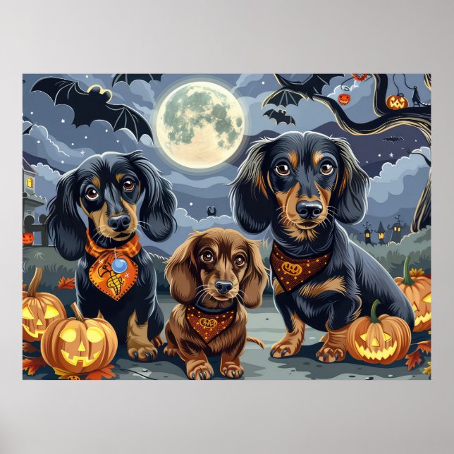 Dachshund Halloween Spooky  Poster (Front)