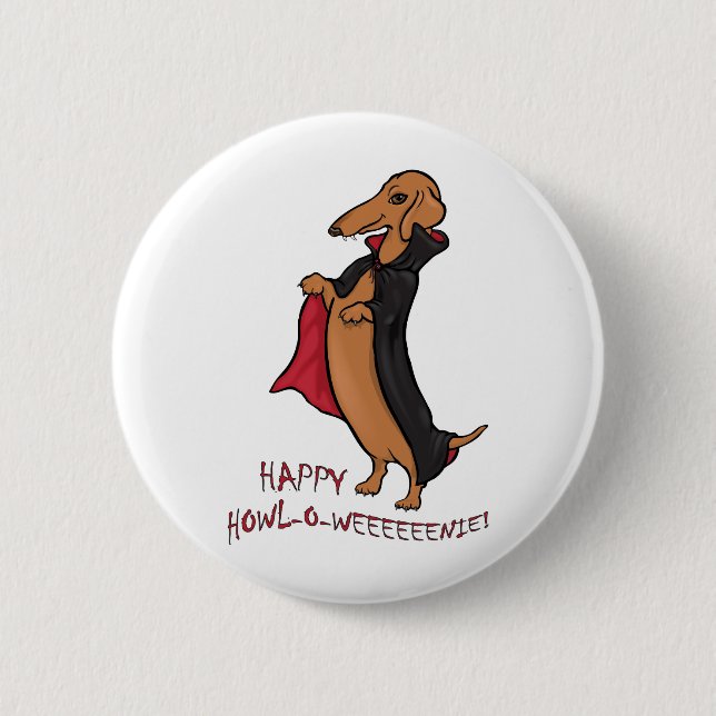 Dachshund Halloween Vampire 6 Cm Round Badge (Front)