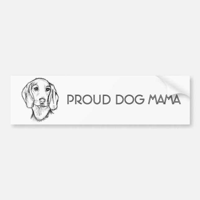 dachshund hand drawn sketch black white puppy dog  bumper sticker (Front)