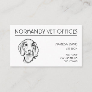 dachshund hand drawn sketch black white puppy dog  business card