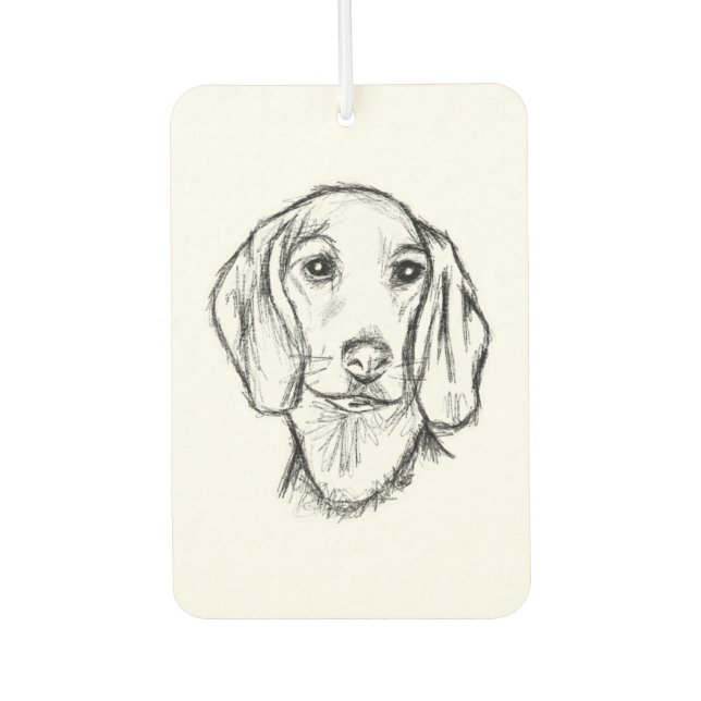 dachshund hand drawn sketch black white puppy dog  car air freshener (Front)