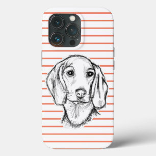 dachshund hand drawn sketch black white puppy dog  iPhone 13 pro case