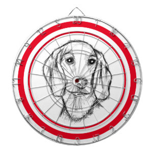 dachshund hand drawn sketch black white puppy dog dartboard