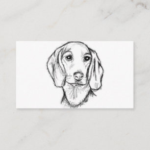 dachshund hand drawn sketch black white puppy dog enclosure card