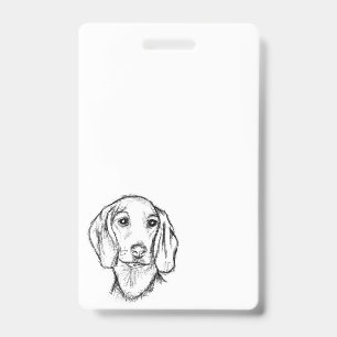 dachshund hand drawn sketch black white puppy dog ID badge
