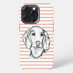 dachshund hand drawn sketch black white puppy dog iPhone 13 pro case