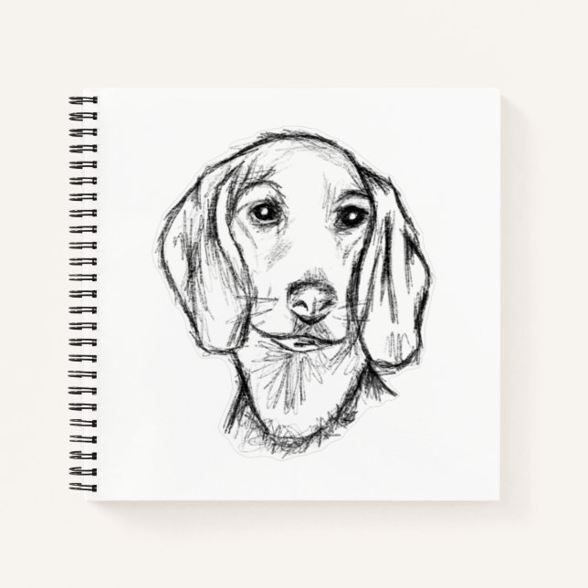 dachshund hand drawn sketch black white puppy dog  notebook (Front)