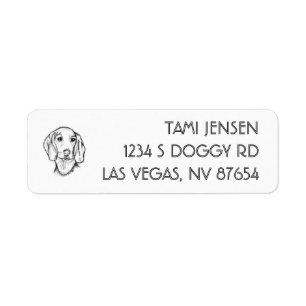 dachshund hand drawn sketch black white puppy dog return address label